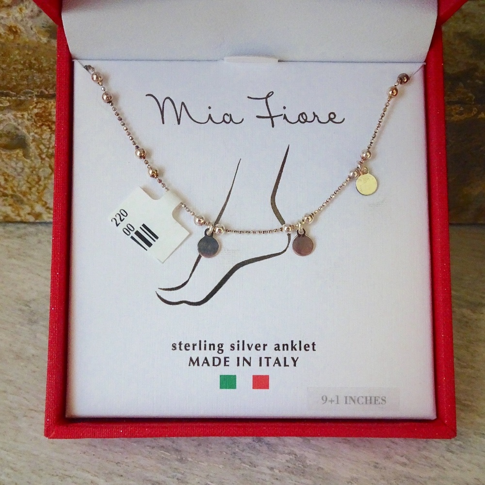 Mia Fiore Sterling Silver Anklet Made in Italy - Brand New, Never Been Worn